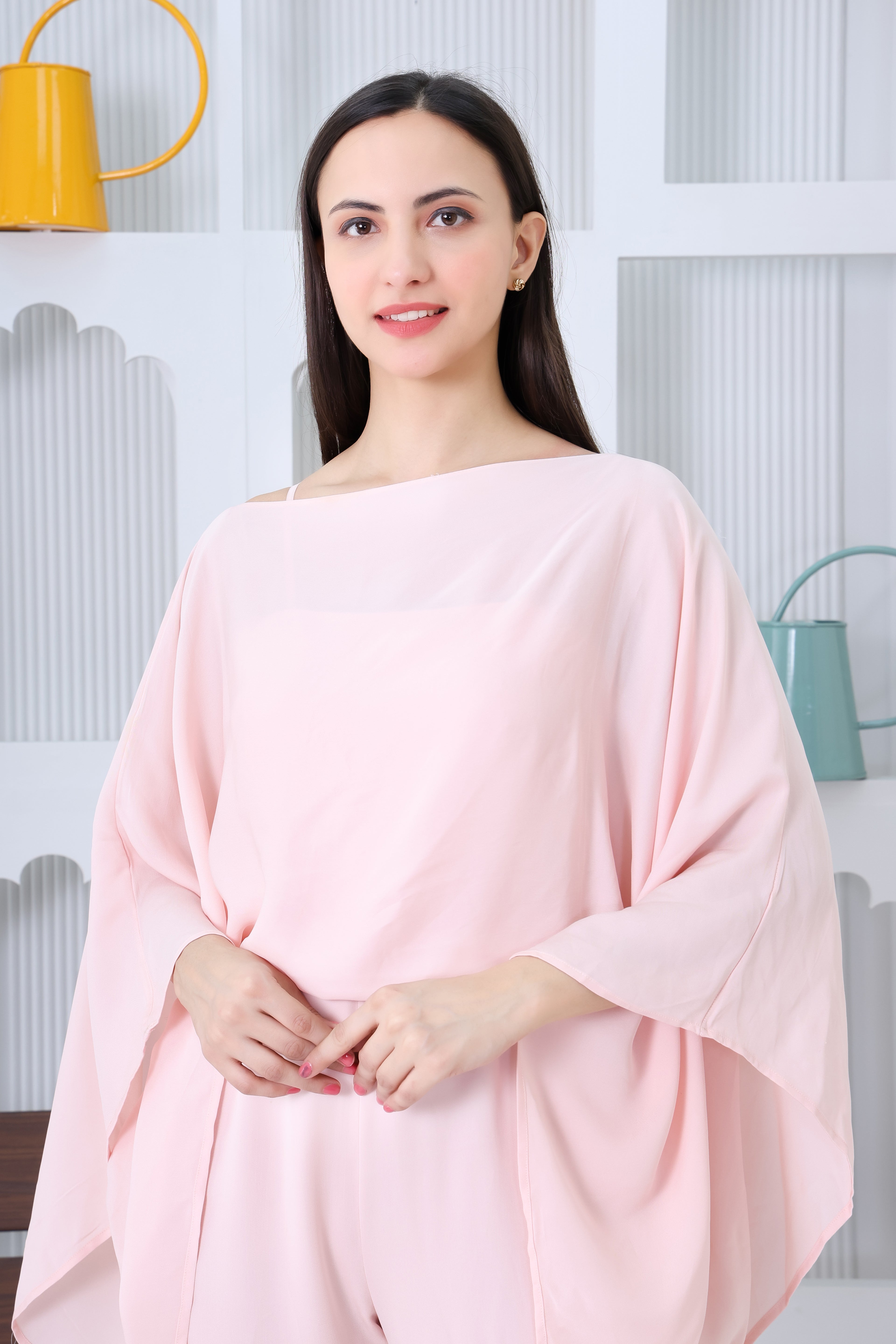 Blush Cape-Style Jumpsuit